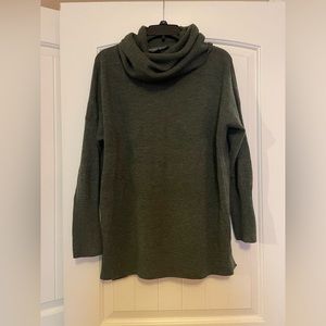 Dark green sweater, cowl neck